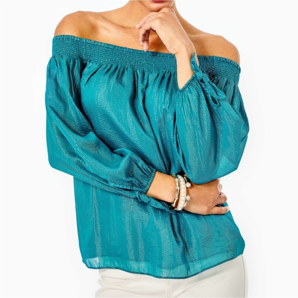 Lilly Pulitzer Maryellen Off-The-Shoulder Top - Valencia Teal